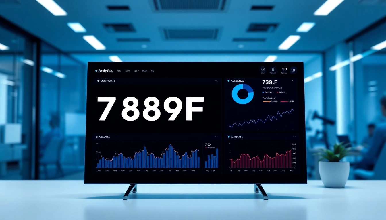 789F branding on a sleek digital analytics dashboard with data charts, representing online marketing performance.