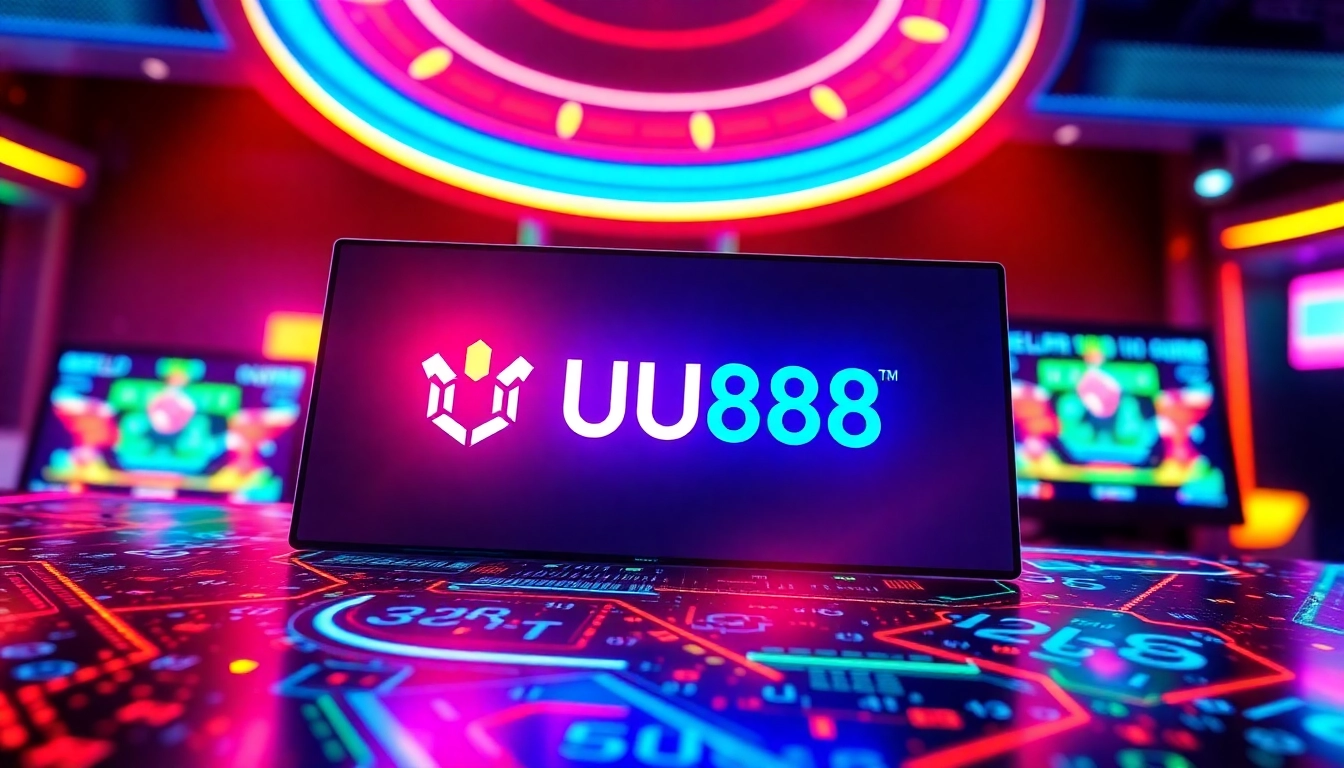 UU88 online casino logo on a vibrant digital gaming interface highlighting security and excitement for users.