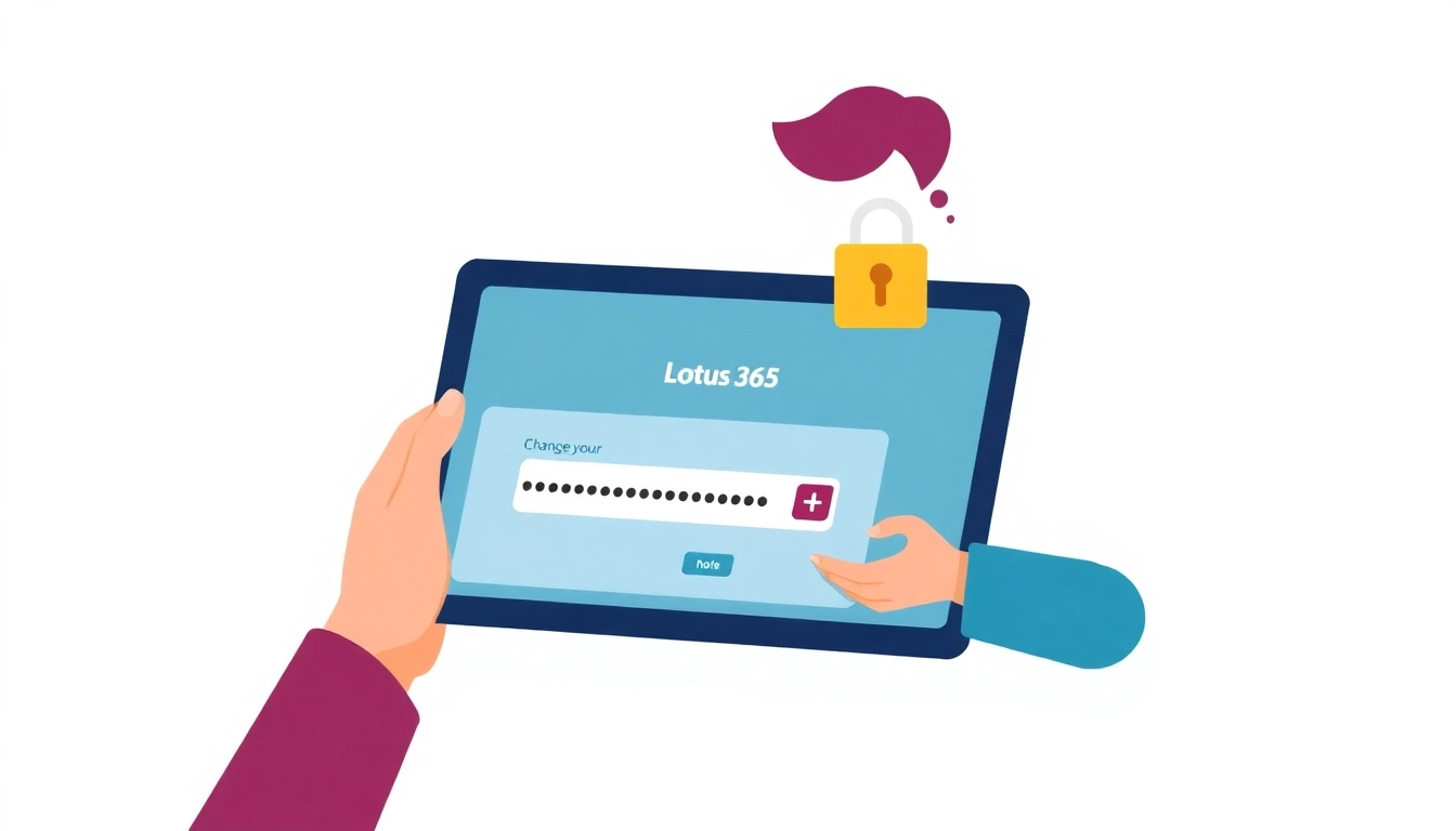 Secure Lotus 365 login screen showing password change process for user account access and security enhancement.