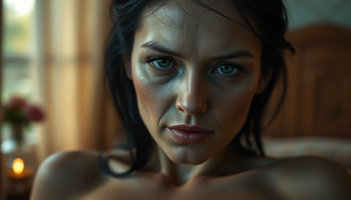 Detailed NSFW AI-generated scene featuring a hyper-realistic adult figure with expressive features, showcasing advanced rendering and emotional depth for user engagement.