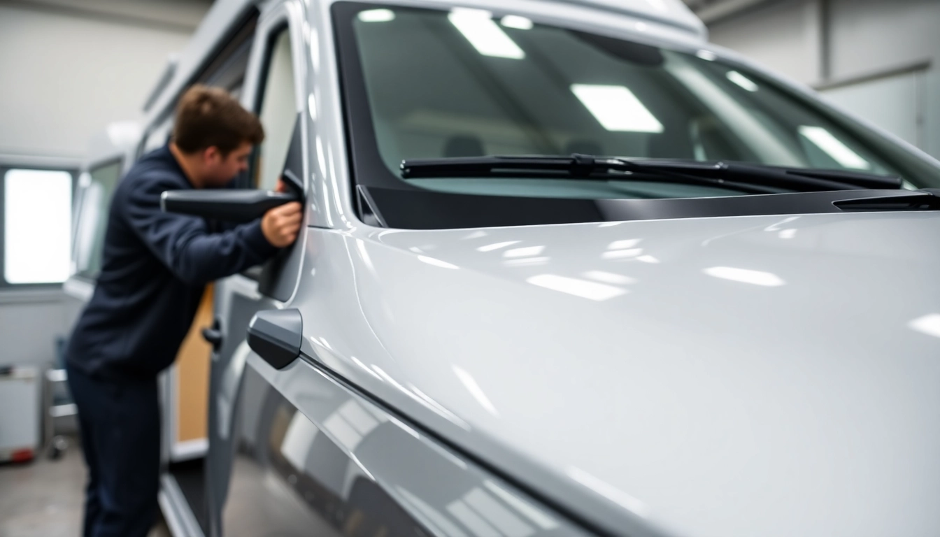 Professional applying Wohnmobil Politursiegelung to a campervan for long-lasting protection and