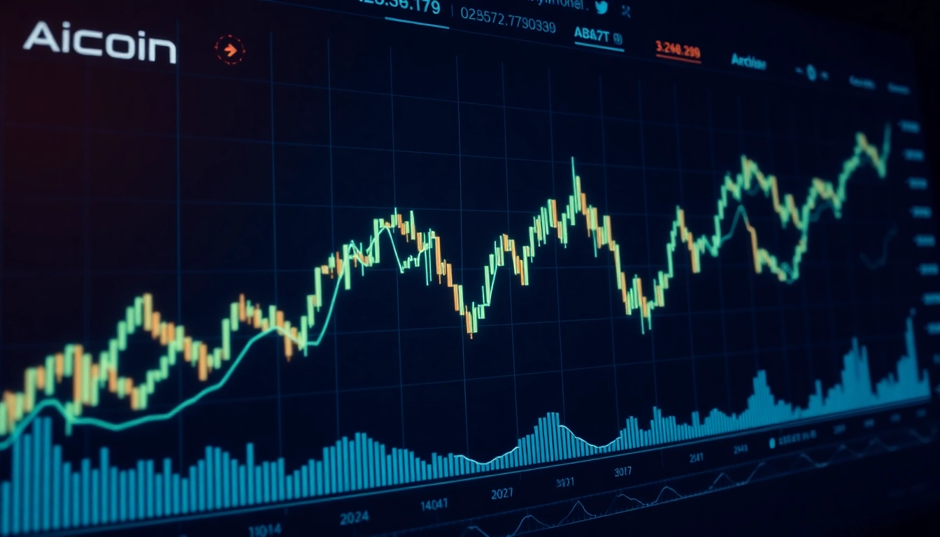 Aicoin market analysis with digital charts and analytics representing data-driven